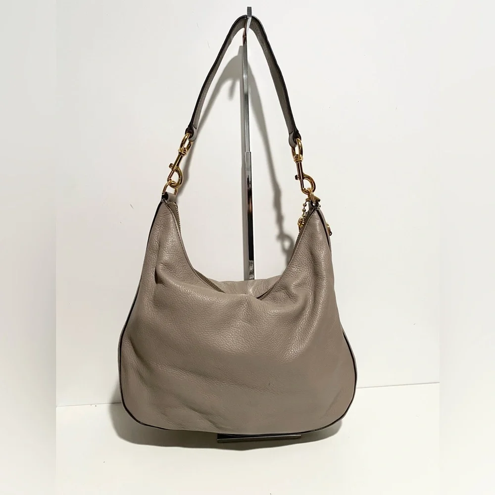 Marc Jacobs Taupe Leather Hobo Bag with Gold Hardware